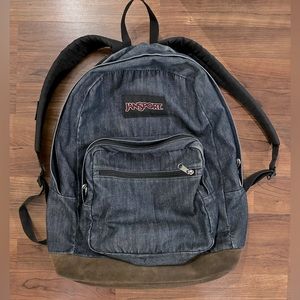 Vintage Denim & Leather Jansport Backpack
